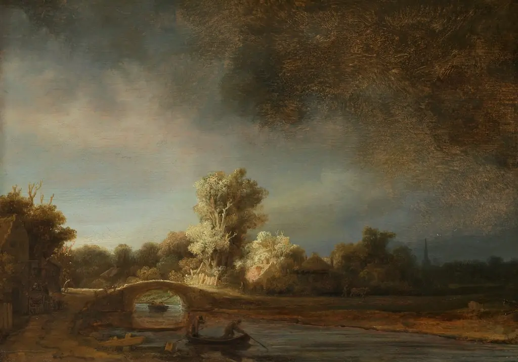 The Stone Bridge, by Rembrandt, oil, 1637