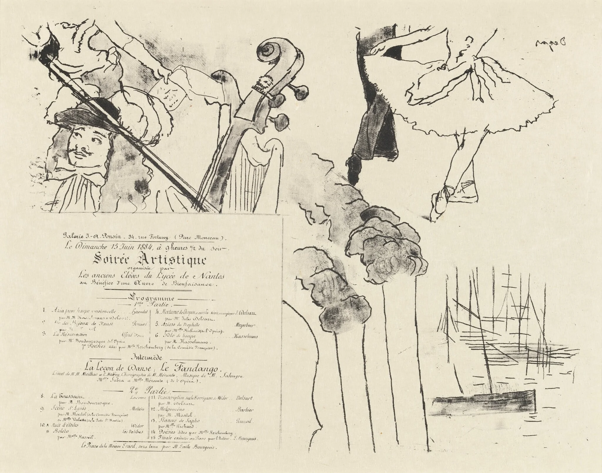 Program for the Soiree Artistique (Programme de la Soirée des anciens élèves du Lycée de Nantes), detail