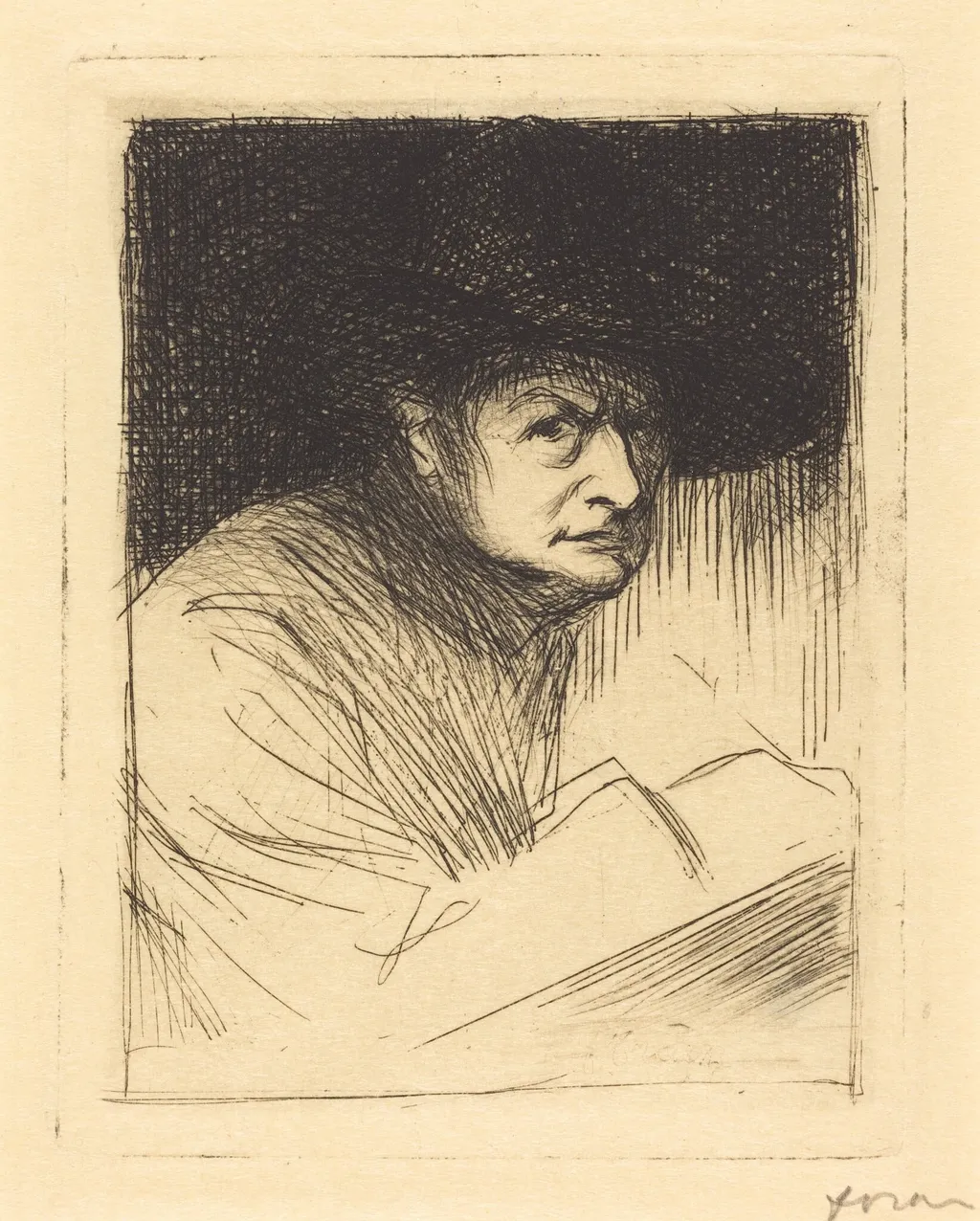 Portrait de Forain (Portrait of Forain), by Jean-Louis Forain, ink, 1912
