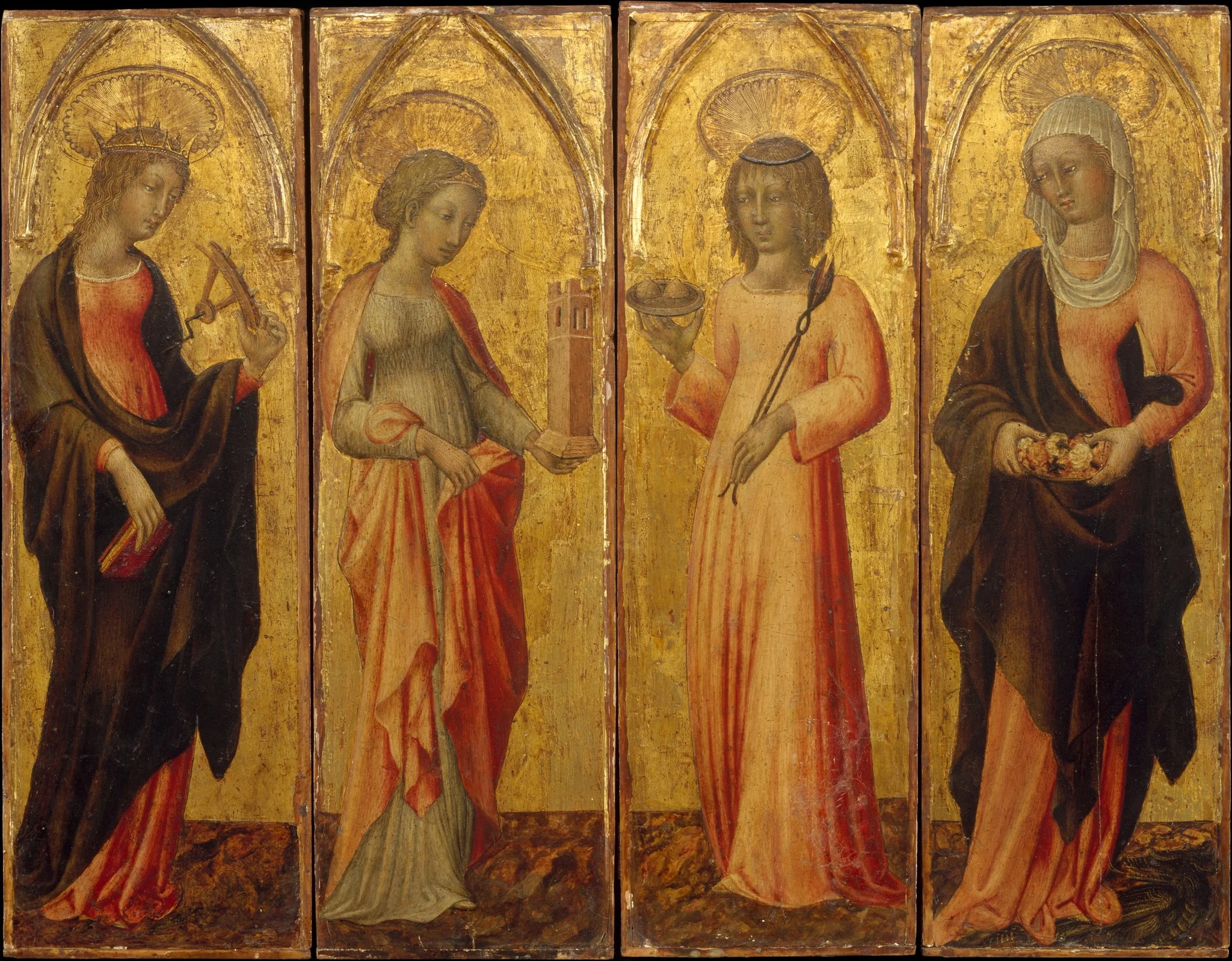 Saints Catherine of Alexandria, Barbara, Agatha, and Margaret, detail