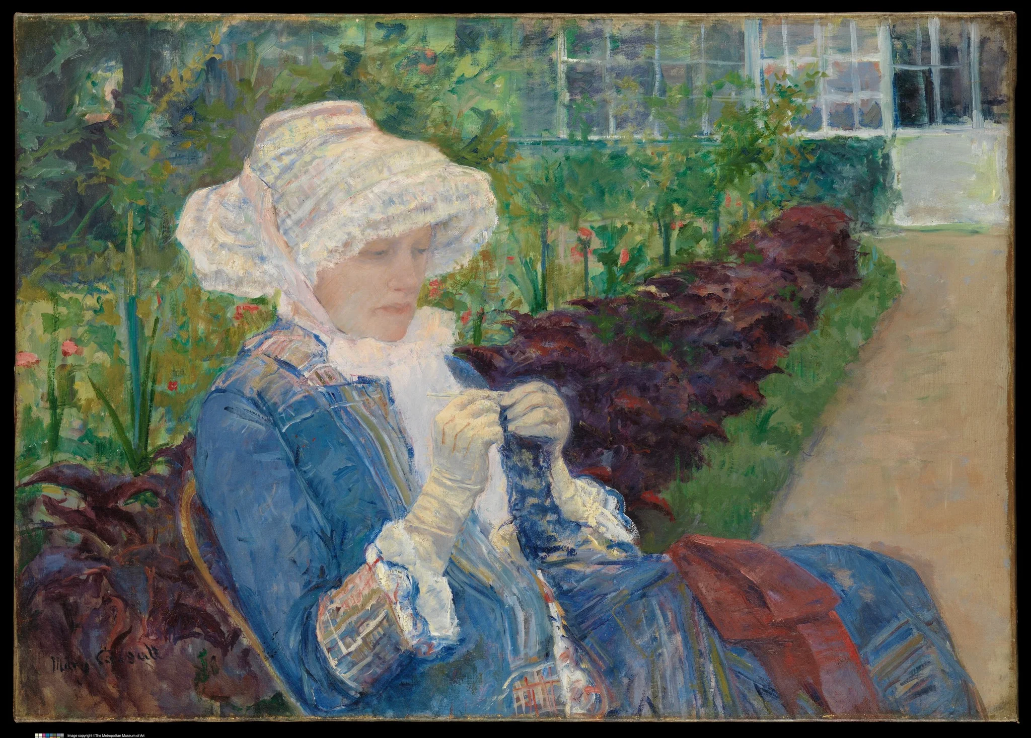 Lydia Crocheting in the Garden at Marly, detail