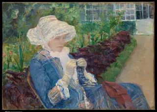 Lydia Crocheting in the Garden at Marly, by Mary Cassatt, oil, 1890