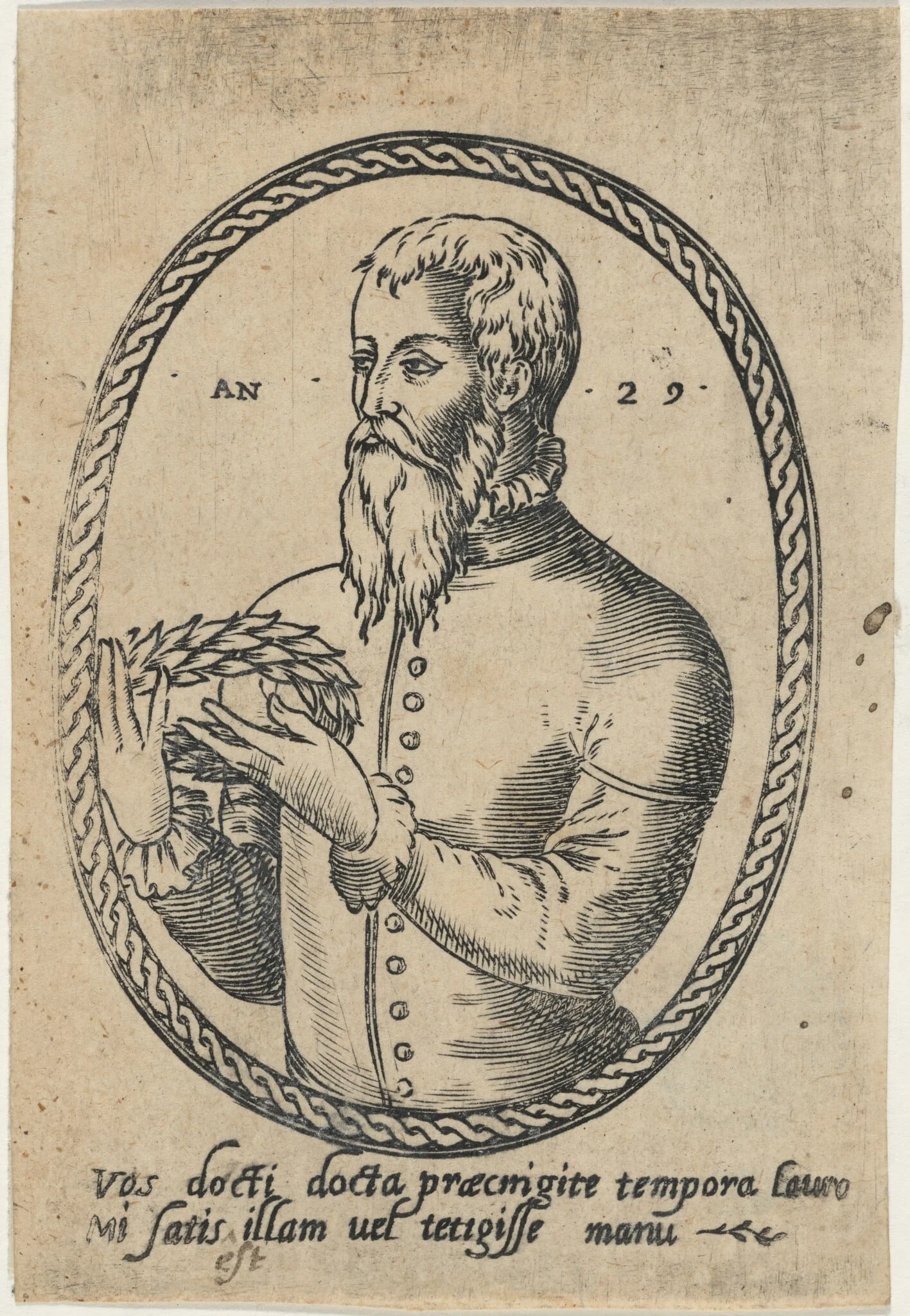 Portrait of a Man Holding a Laurel Wreath, detail