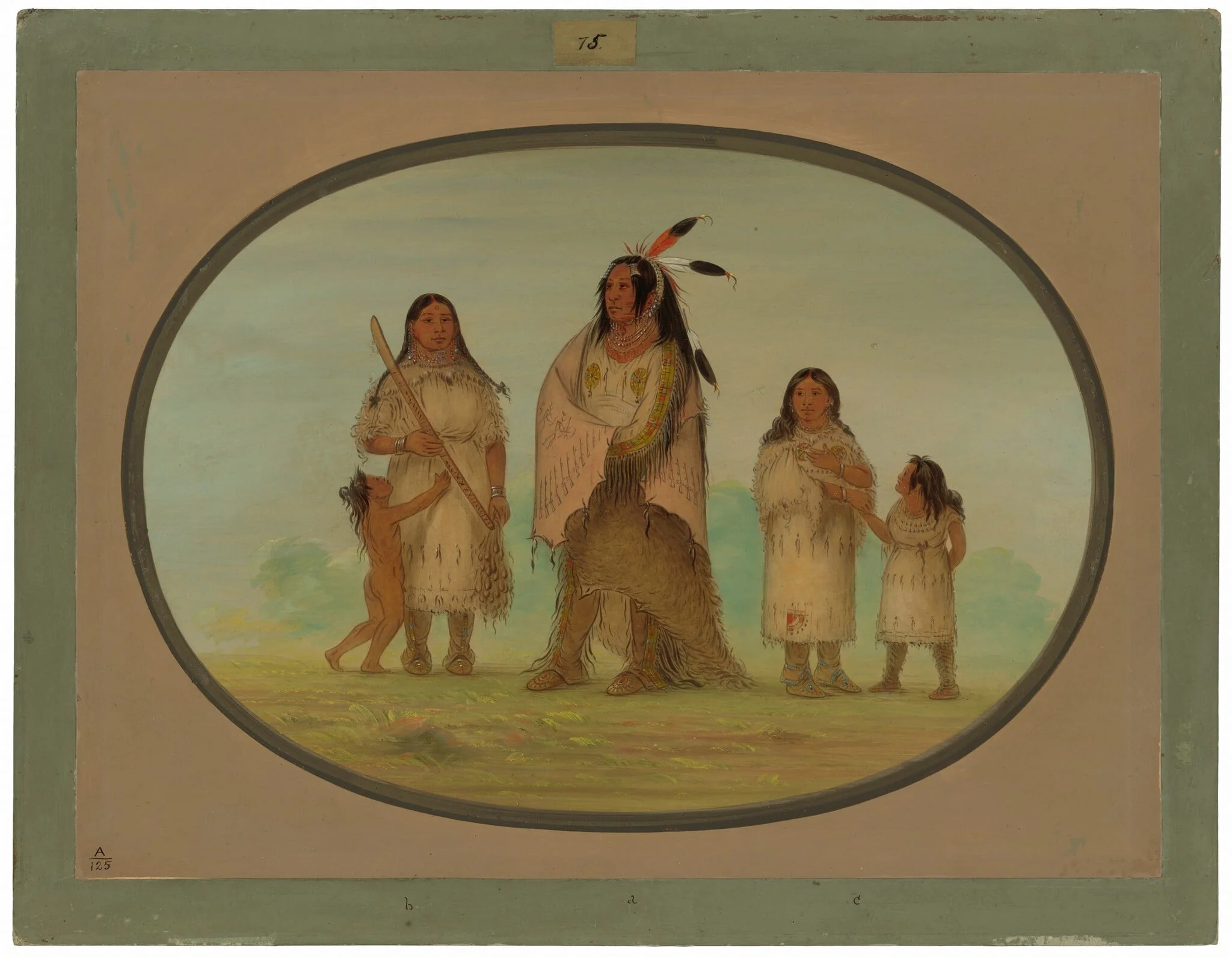 Assinneboine Warrior and His Family, detail