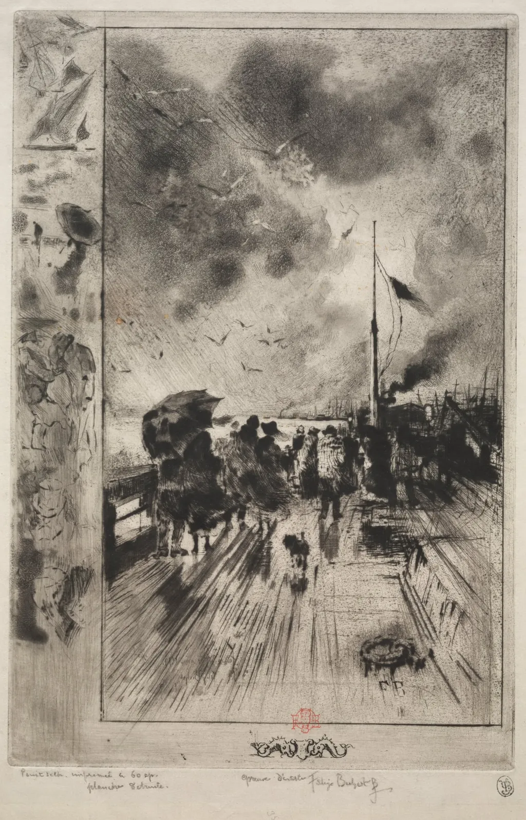A Pier in England, by Félix-Hilaire Buhot, 1879