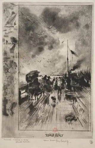 A Pier in England, by Félix-Hilaire Buhot, 1879