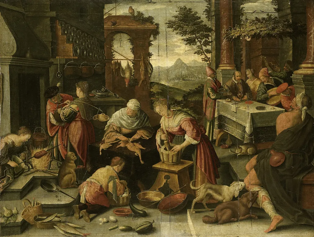 Lazarus and the Rich Man, by Jacopo Bassano, oil, 1550