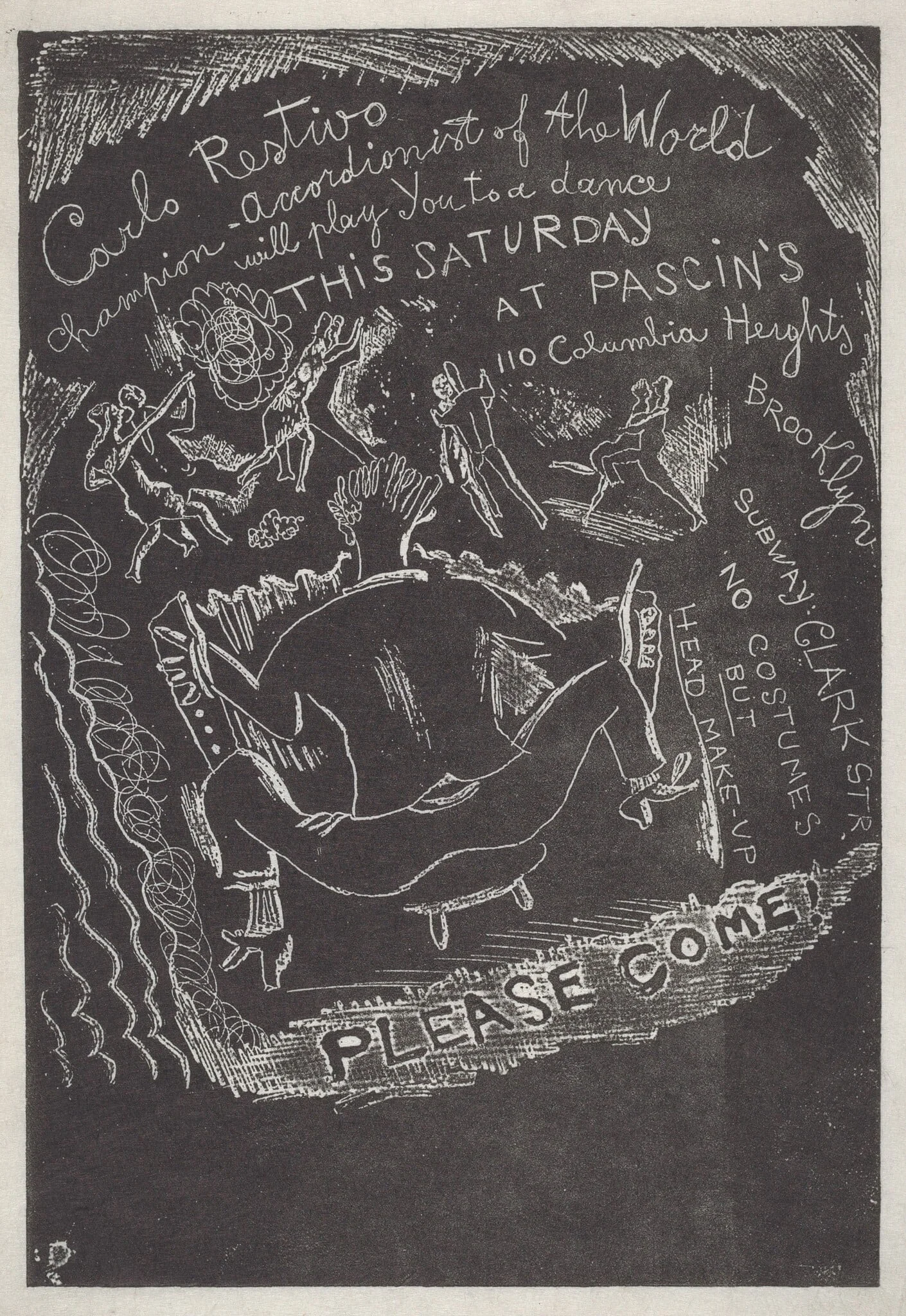 Untitled (Invitation to Party at Jules Pascin's), detail
