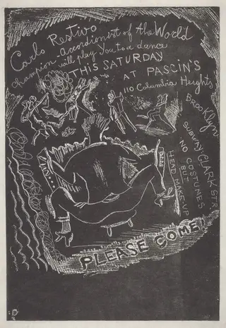 Untitled (Invitation to Party at Jules Pascin's), by Jules Pascin, ink, 1918