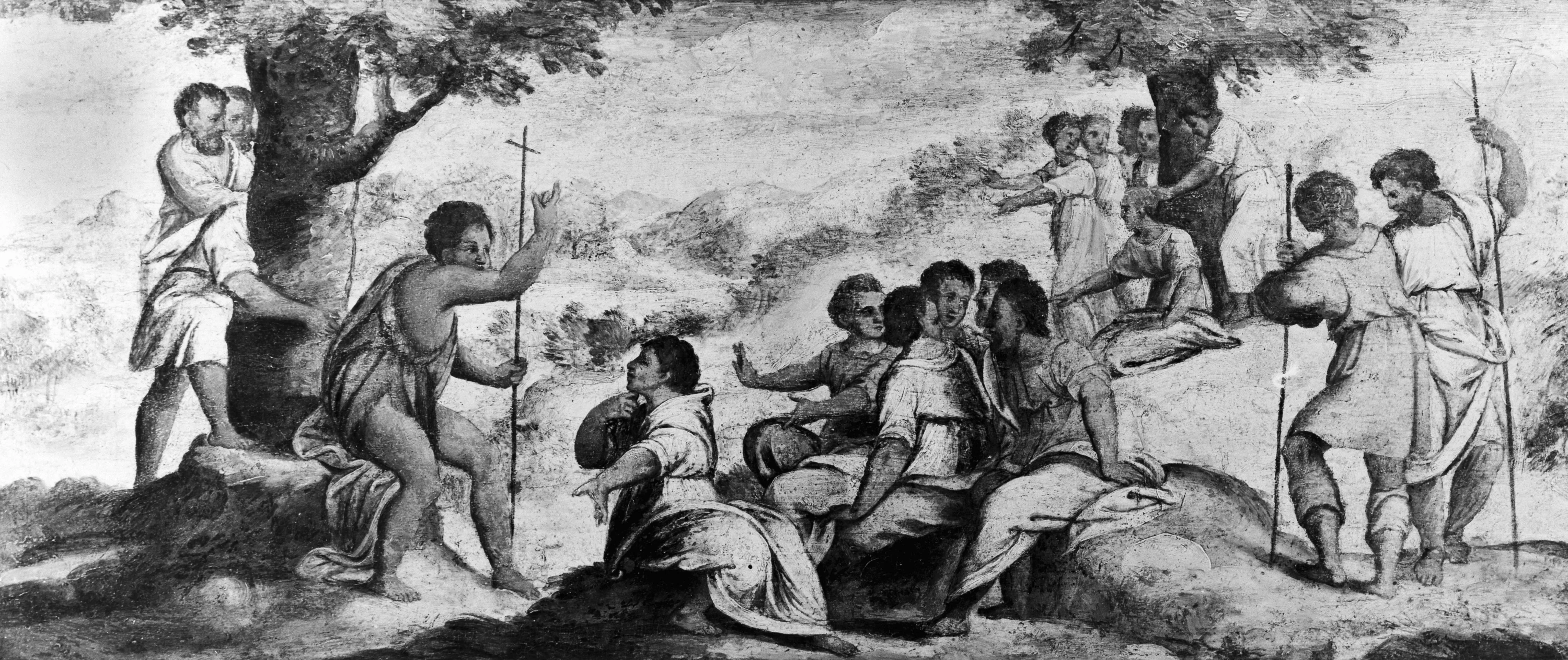 John the Baptist preaches in the wilderness, detail