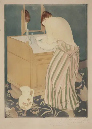 Woman Bathing, by Mary Cassatt, ink, 1890