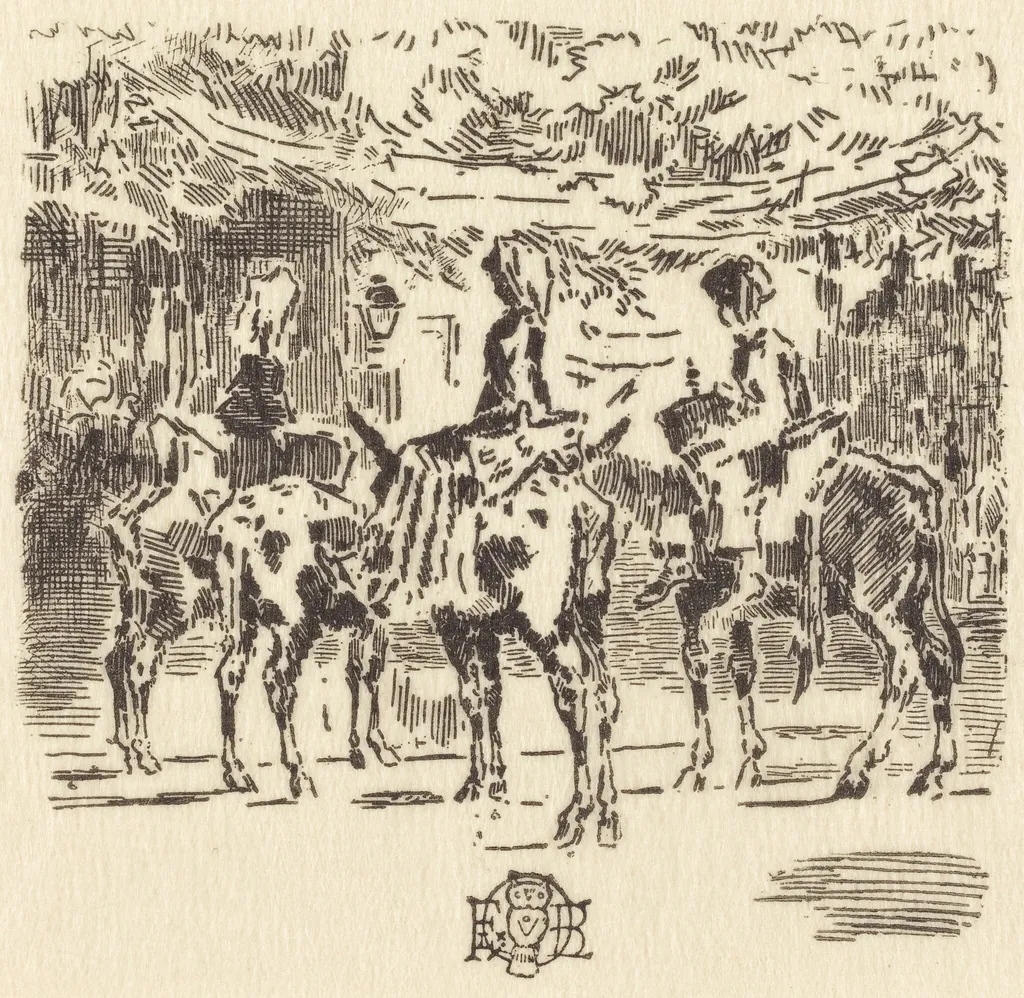 Les Petits Anes de Luchon, by Félix-Hilaire Buhot, ink, 1873