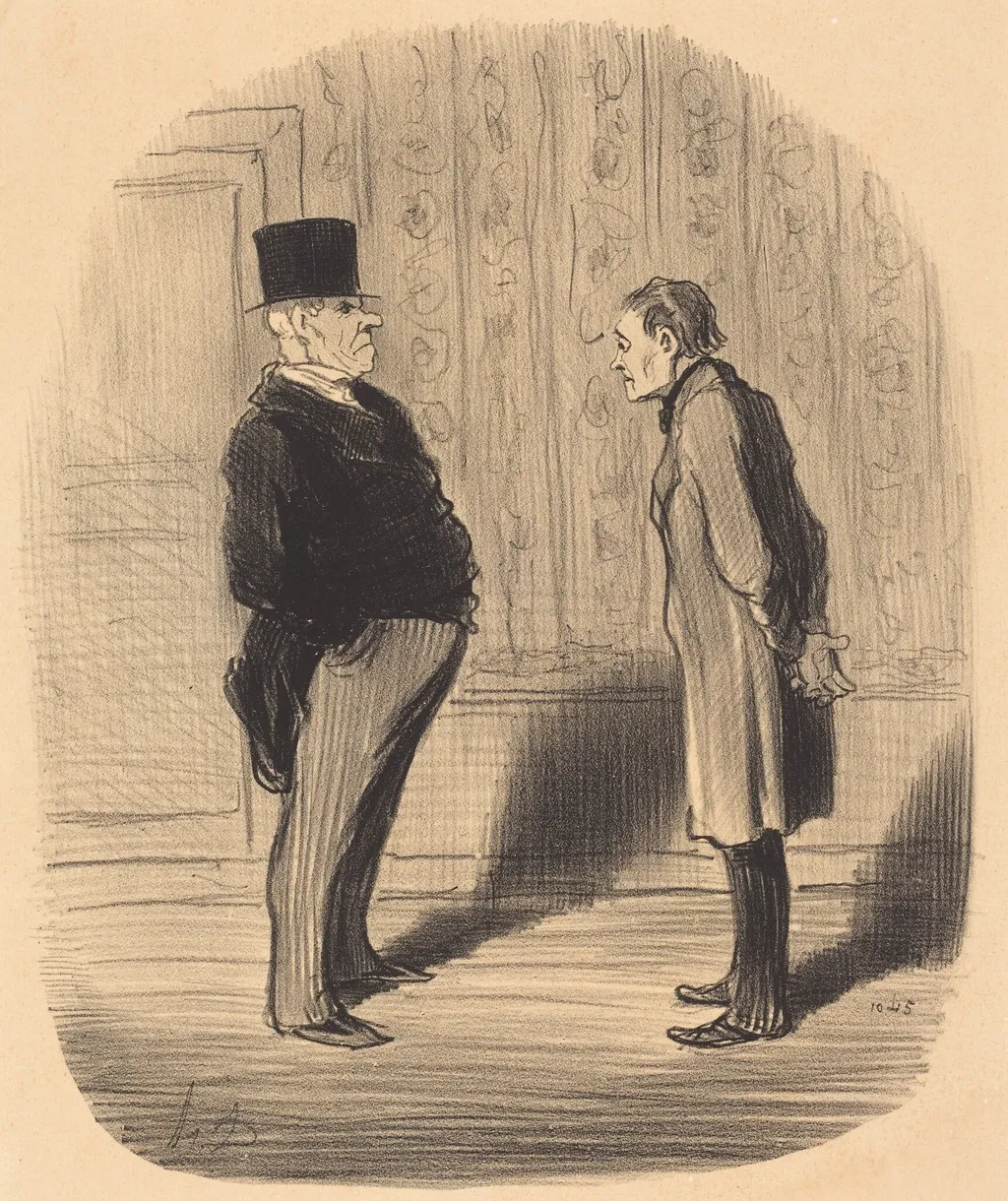 Eh! bien monsieur et mes trois termes..., by Honoré Daumier, ink, 1848