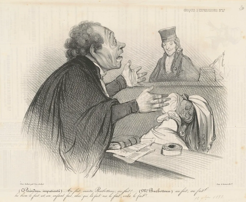Au fait, maitre Barbotteau..., by Honoré Daumier, ink, 1838