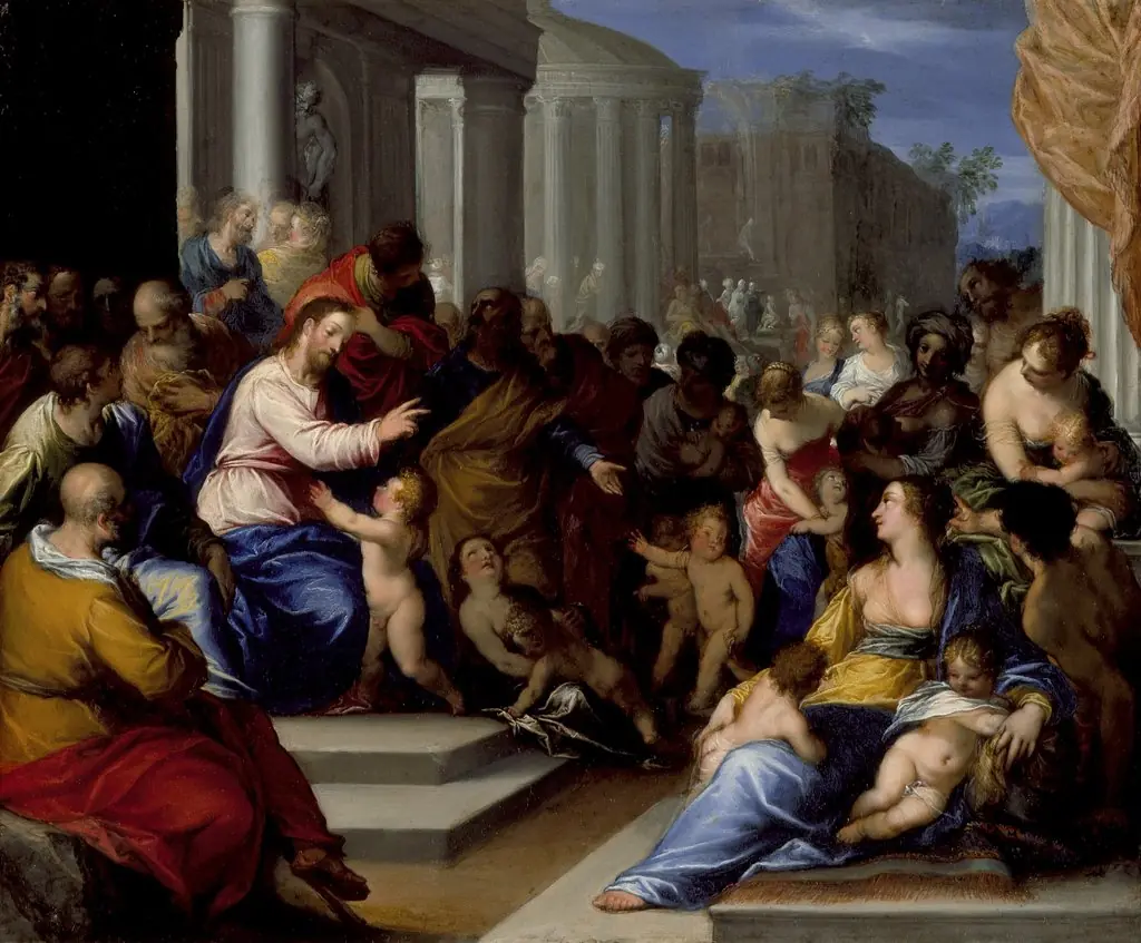 Suffer Little Children to Come Unto Me, by Hans Rottenhammer, oil, 1607