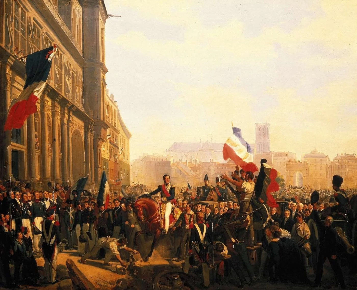 Louis-Philippe, duc d'Orléans, lieutenant général du royaume, arrive à l'Hôtel de ville de Paris, 31 juillet 1830, detail
