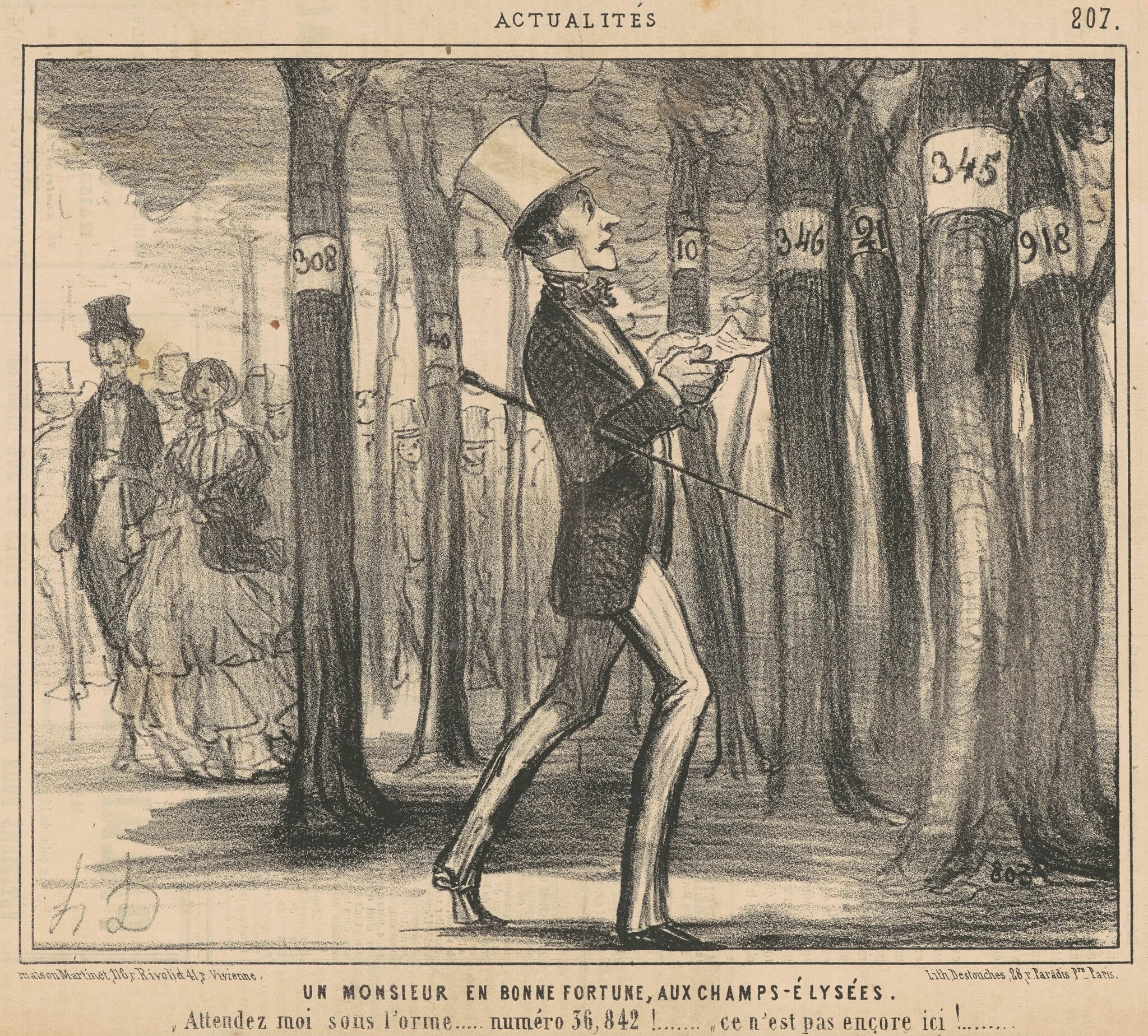 Un monsieur en bonne fortune aux Champs-Elysées, detail