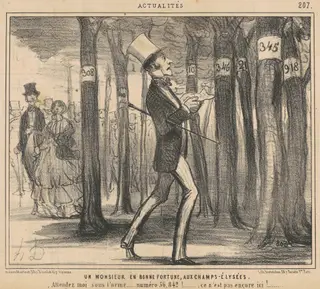Un monsieur en bonne fortune aux Champs-Elysées, by Honoré Daumier, ink, 1855