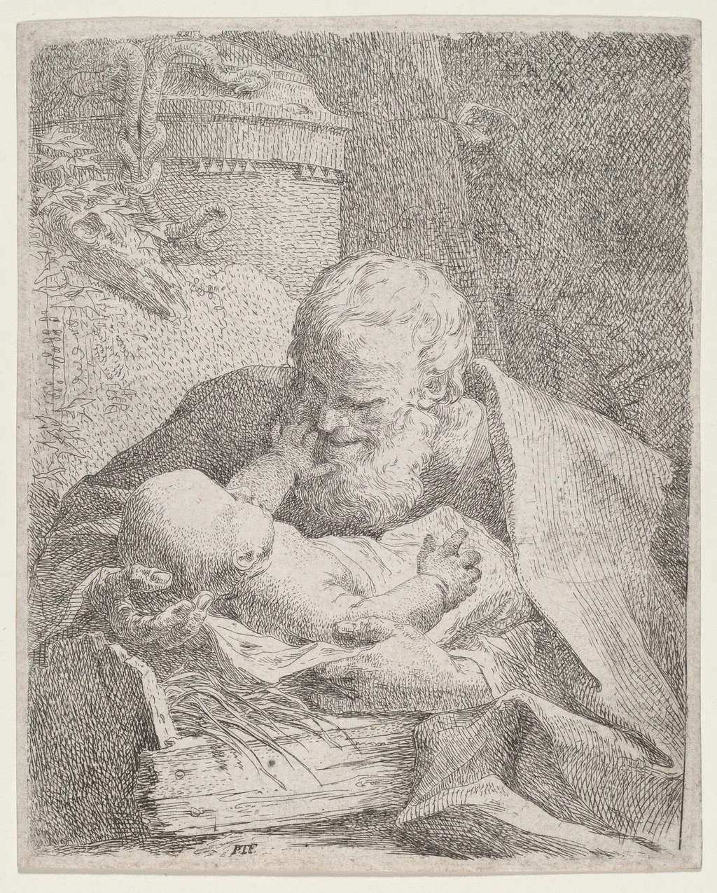 Saint Joseph with the Christ Child, by Paul Troger, ink, 1720