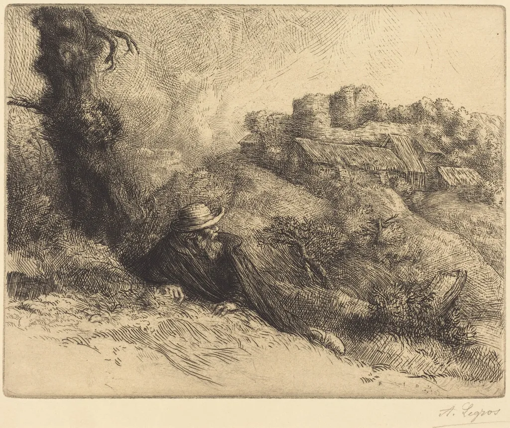 View of a Chateau (Chateau des Revenants), by Alphonse Legros, ink, 1874