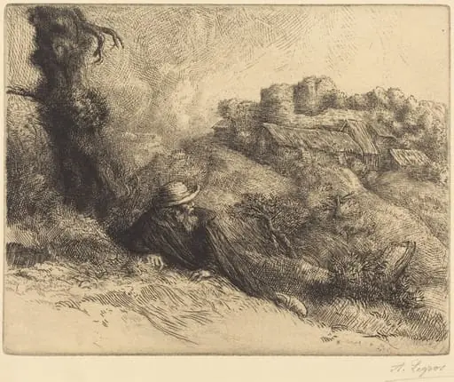 View of a Chateau (Chateau des Revenants), by Alphonse Legros, ink, 1874