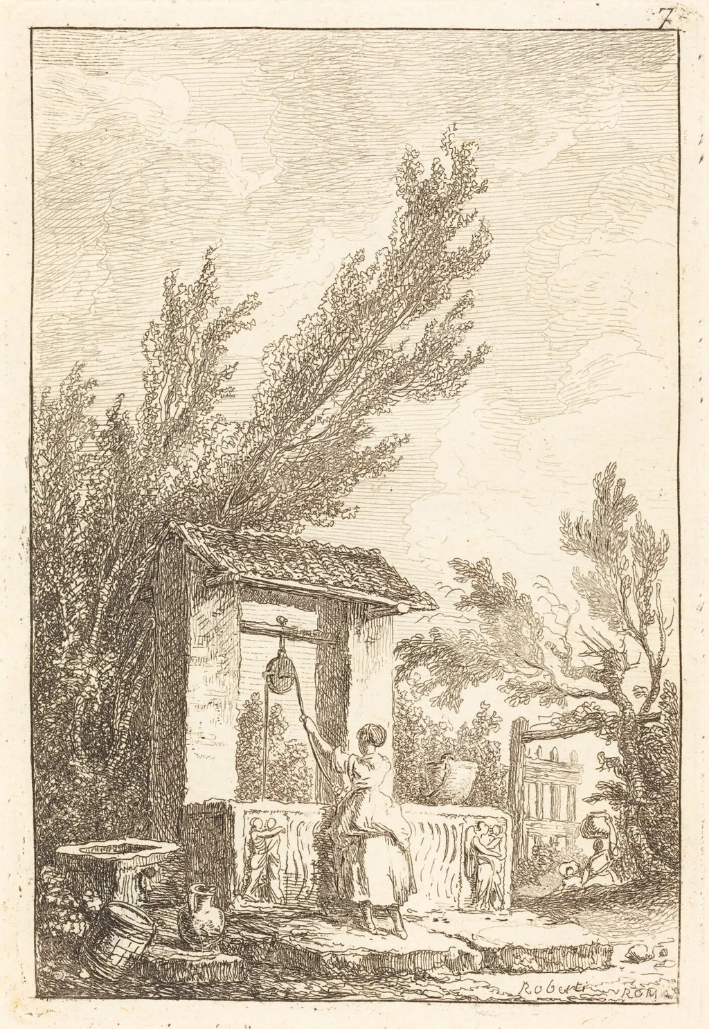 The Well, by Hubert Robert, ink, 1770