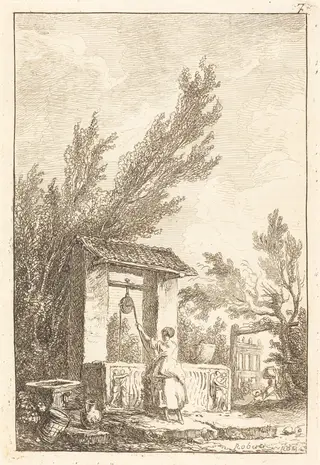 The Well, by Hubert Robert, ink, 1770