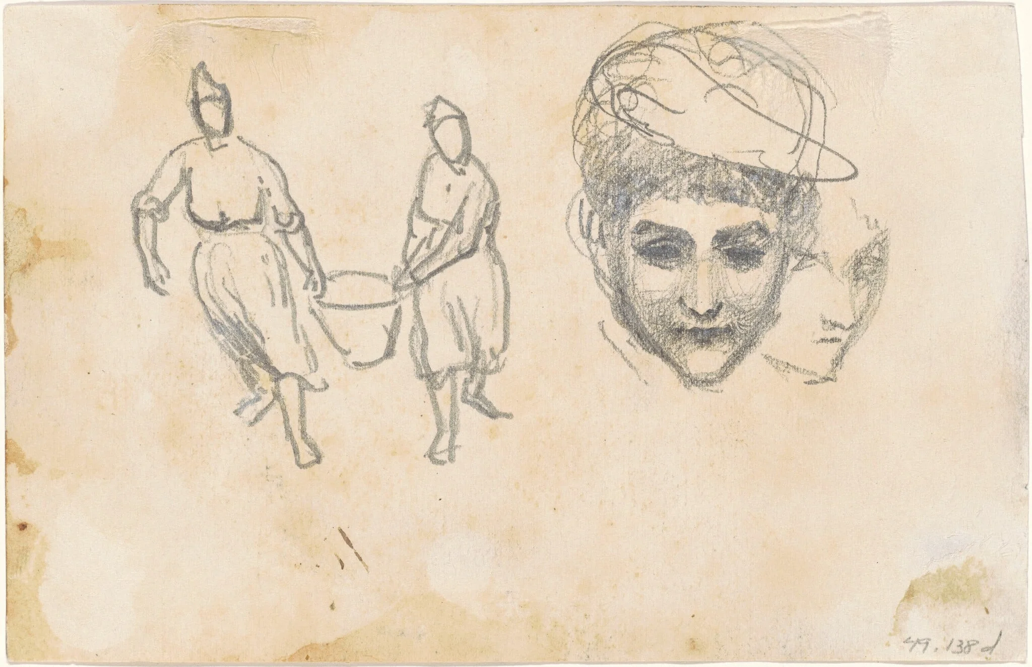 Studies of Peasants [verso], detail