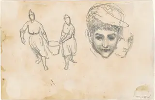 Studies of Peasants [verso], by John Singer Sargent, graphite, 1871