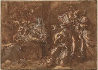 The Adoration of the Shepherds, by Giuseppe Passeri, ink, 1684