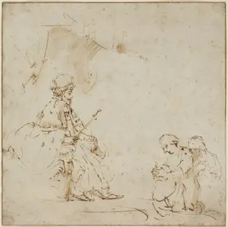 Esther before Ahasuerus, by Rembrandt van Rijn, ink, 1658