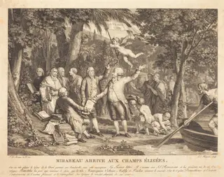 Mirabeau arrive aux Champs-Élisées, by Louis-Joseph Masquelier, ink, 1792