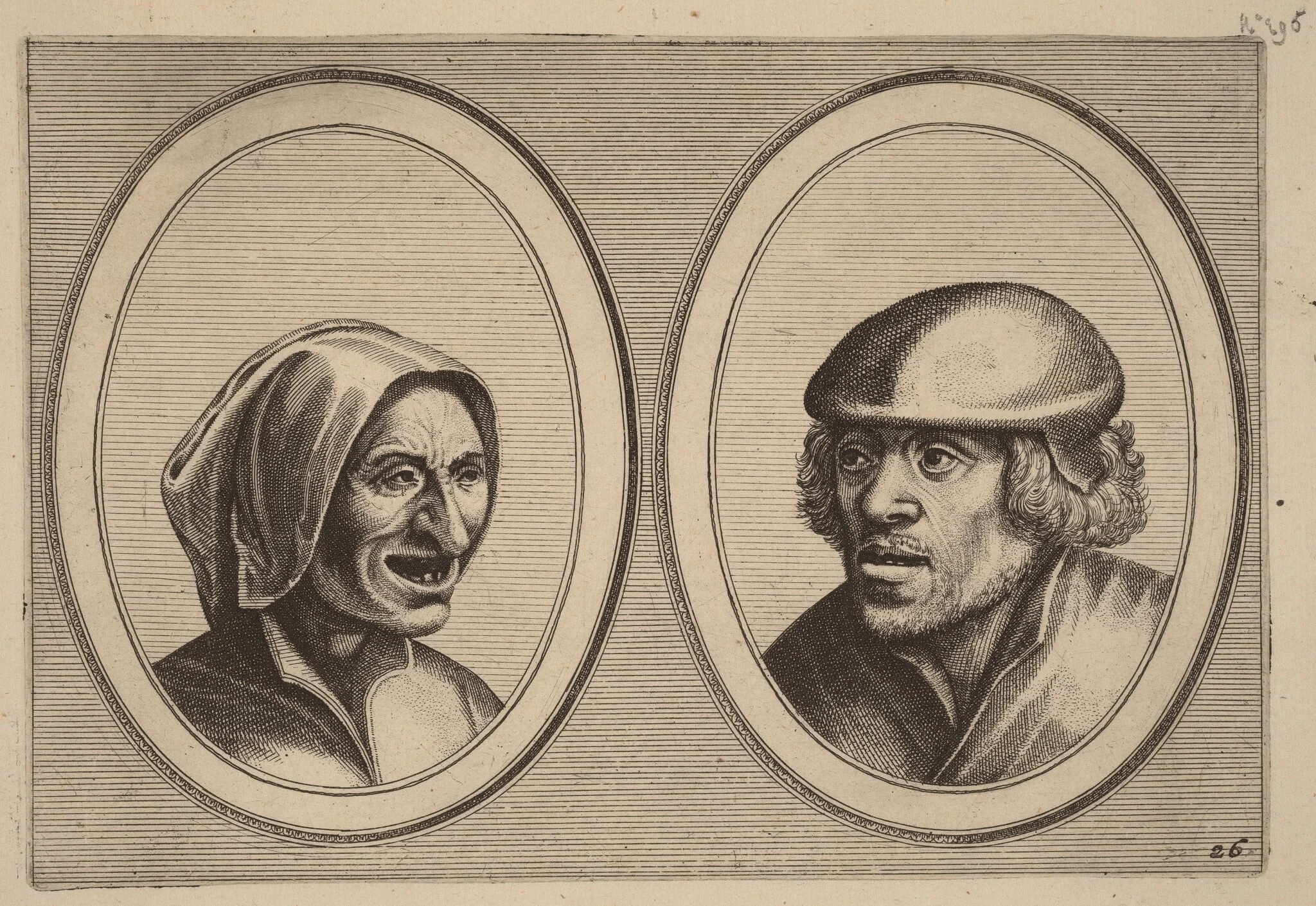 "Vrouw Verneem-al" and "Hans de Pluym-strijcker", detail