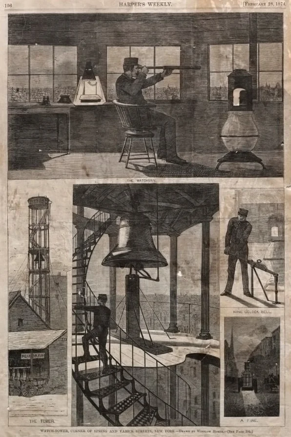 Watch-Tower, Corner of Spring and Varick Streets, New York, detail