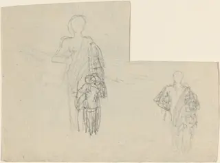 Two Studies of Standing Figure and Child, by John Flaxman, graphite, 1790