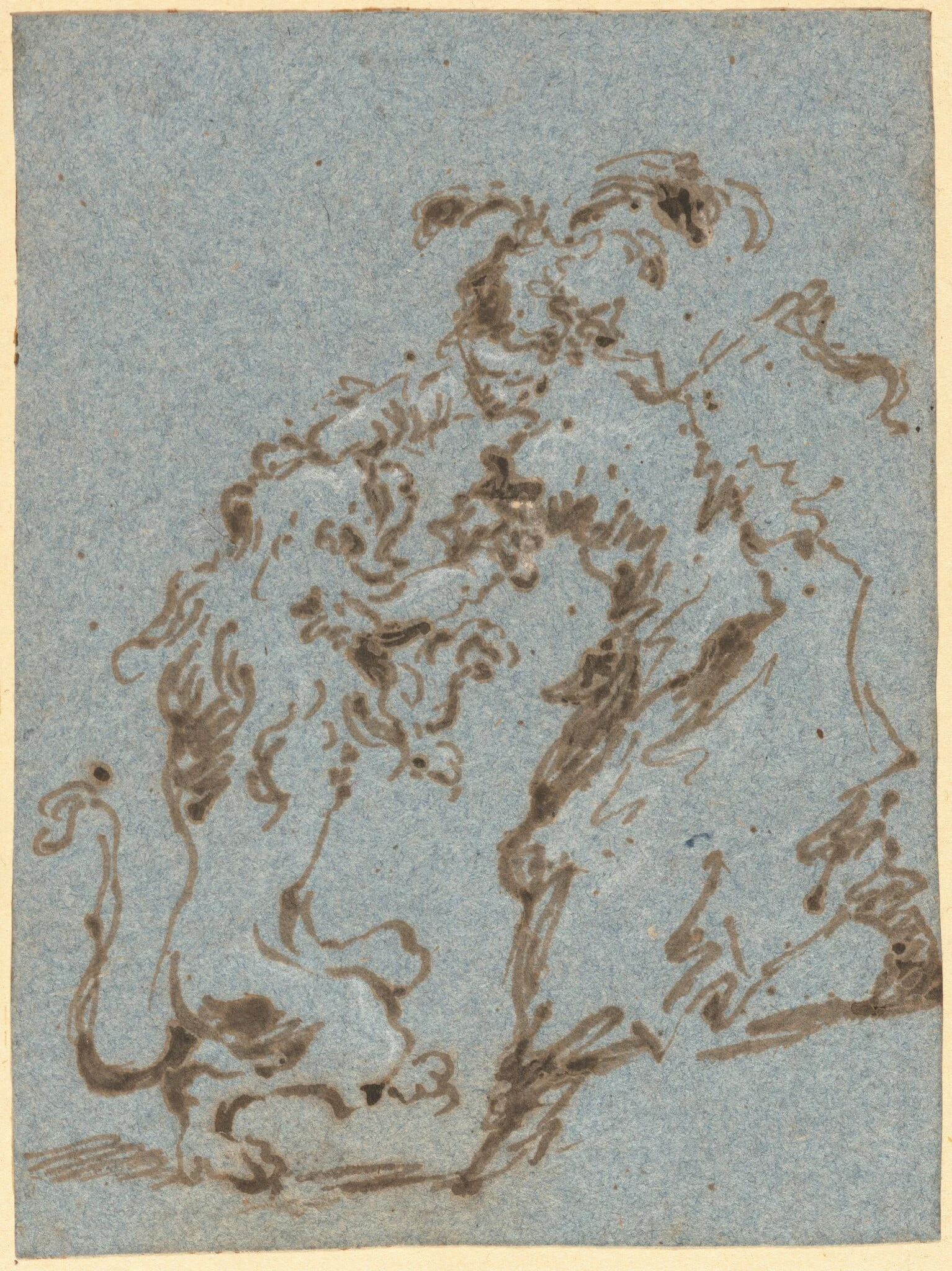 An Elegantly Dressed Woman Struggling with a Lion, detail