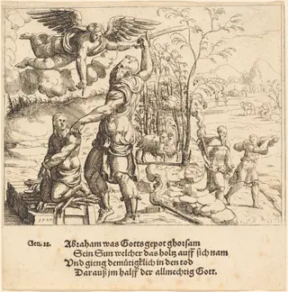 The Sacrifice of Isaac, by Augustin Hirschvogel, ink, 1547