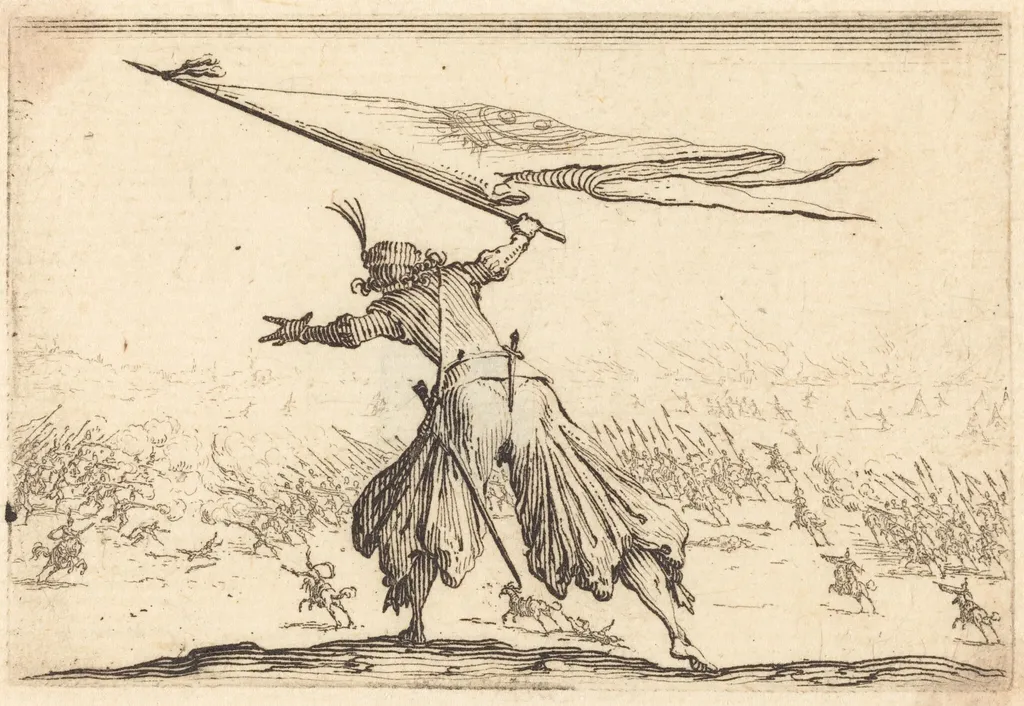 Standard Bearer, by Jacques Callot, ink, 1617