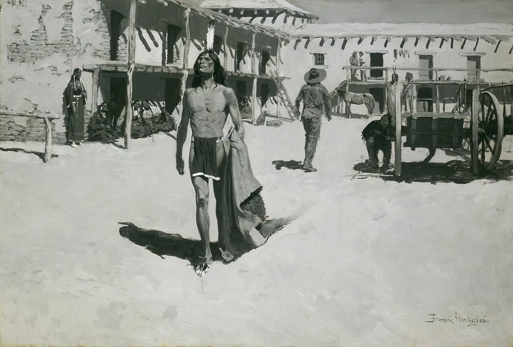 Nothing But Cheerful Looks Followed the Bat, by Frederic Remington, oil, 1900