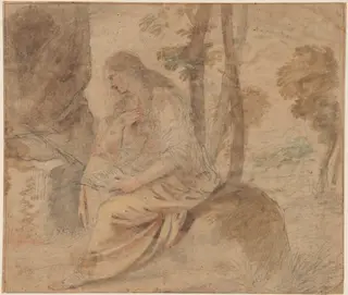 The Penitent Magdalene, by Pier Francesco Mola, watercolor, 1644