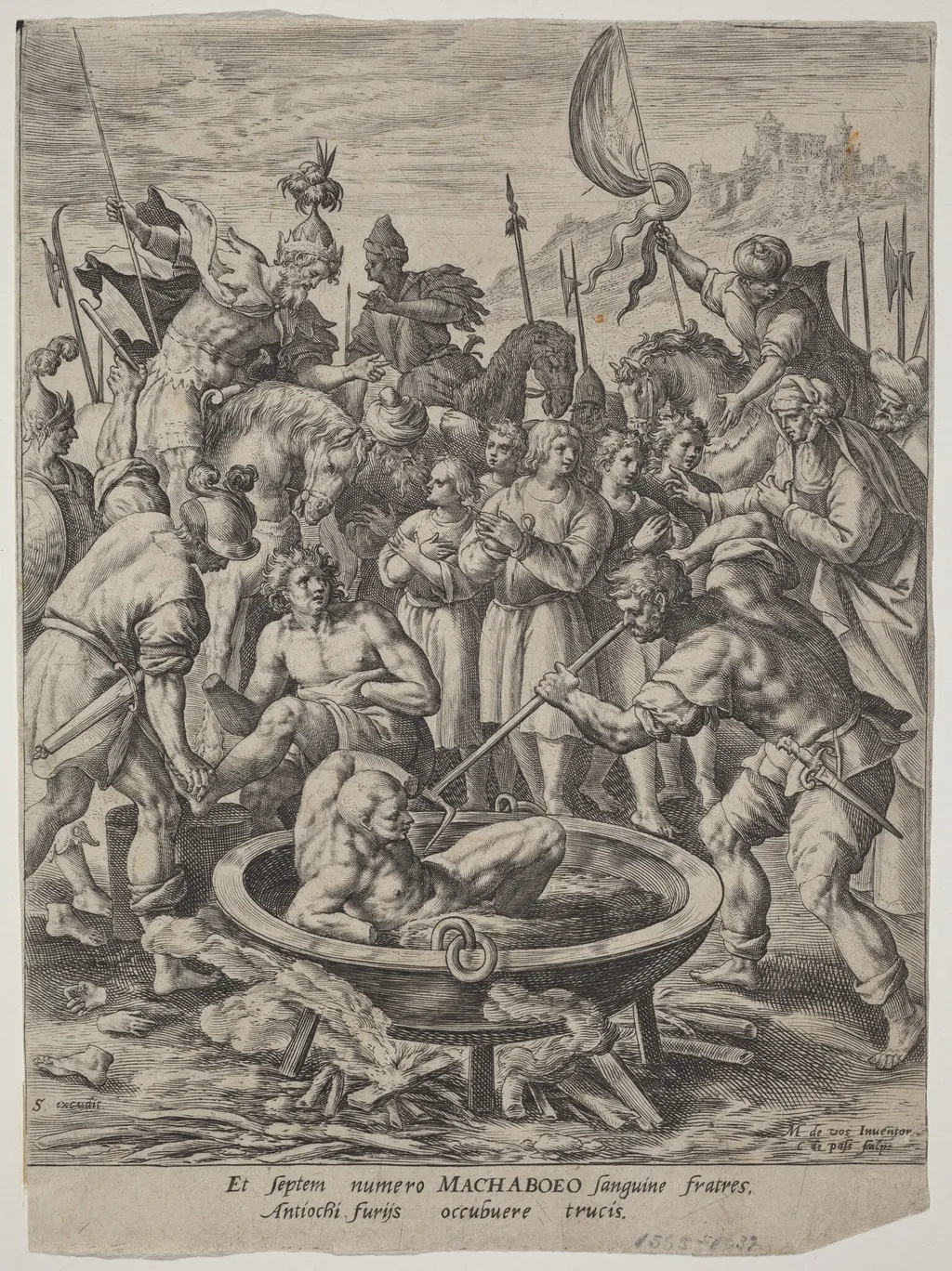 The Seven Maccabean Brothers Killed by Antiochus, by Crispijn van de Passe I, ink, 1591