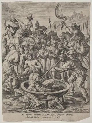 The Seven Maccabean Brothers Killed by Antiochus, by Crispijn van de Passe I, ink, 1591