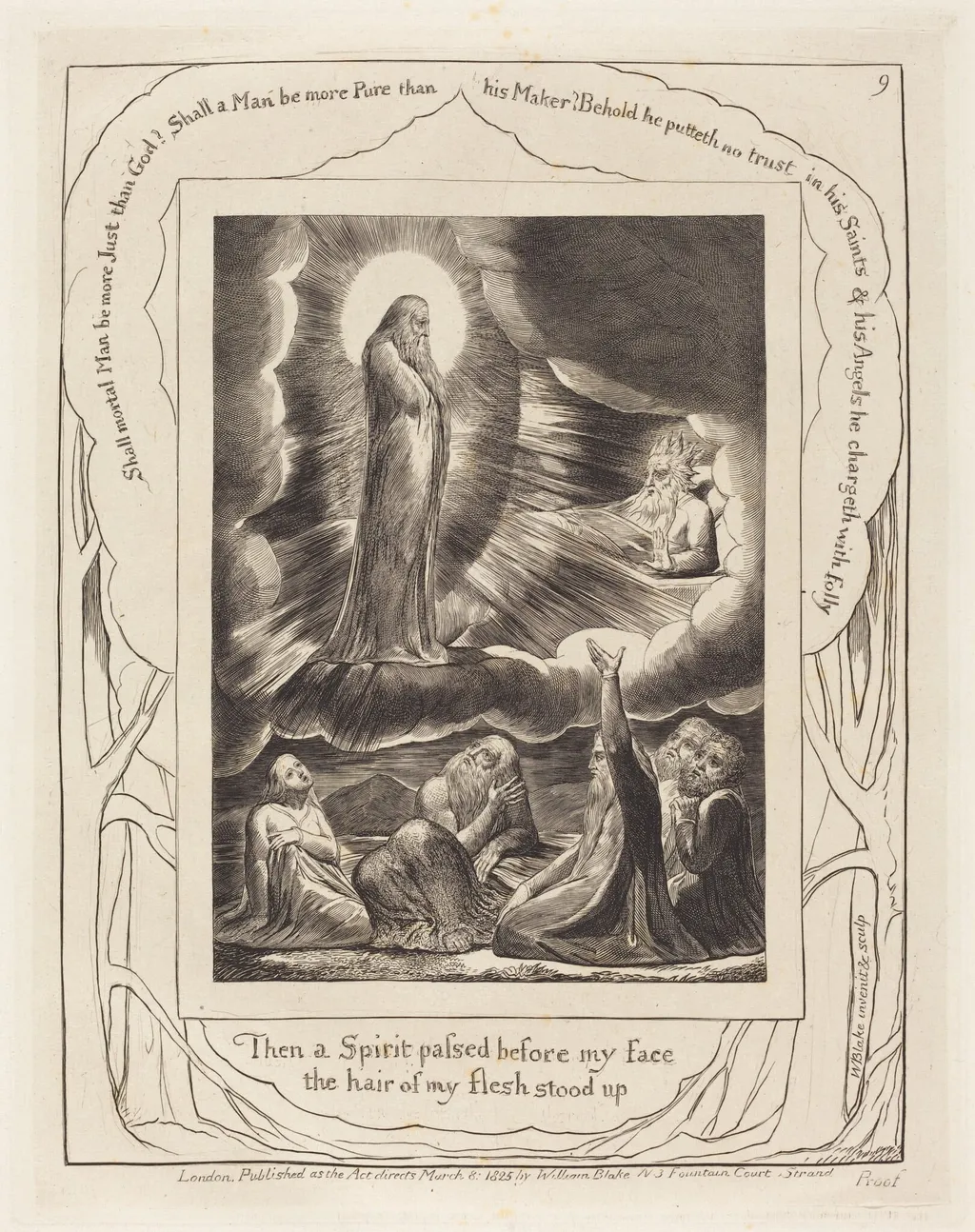 The Vision of Eliphaz, by William Blake, ink, 1825