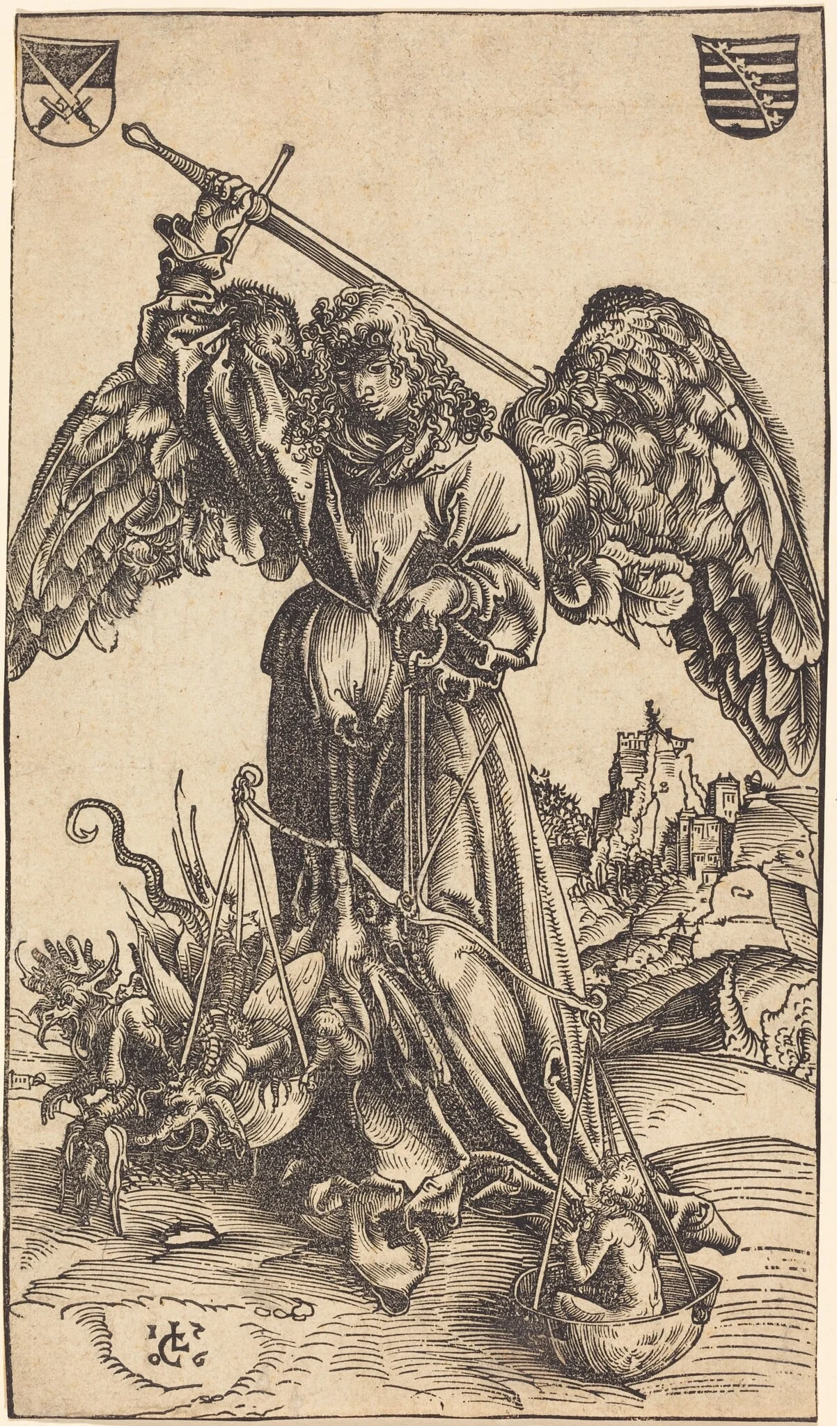 The Archangel Michael Weighing a Soul, detail