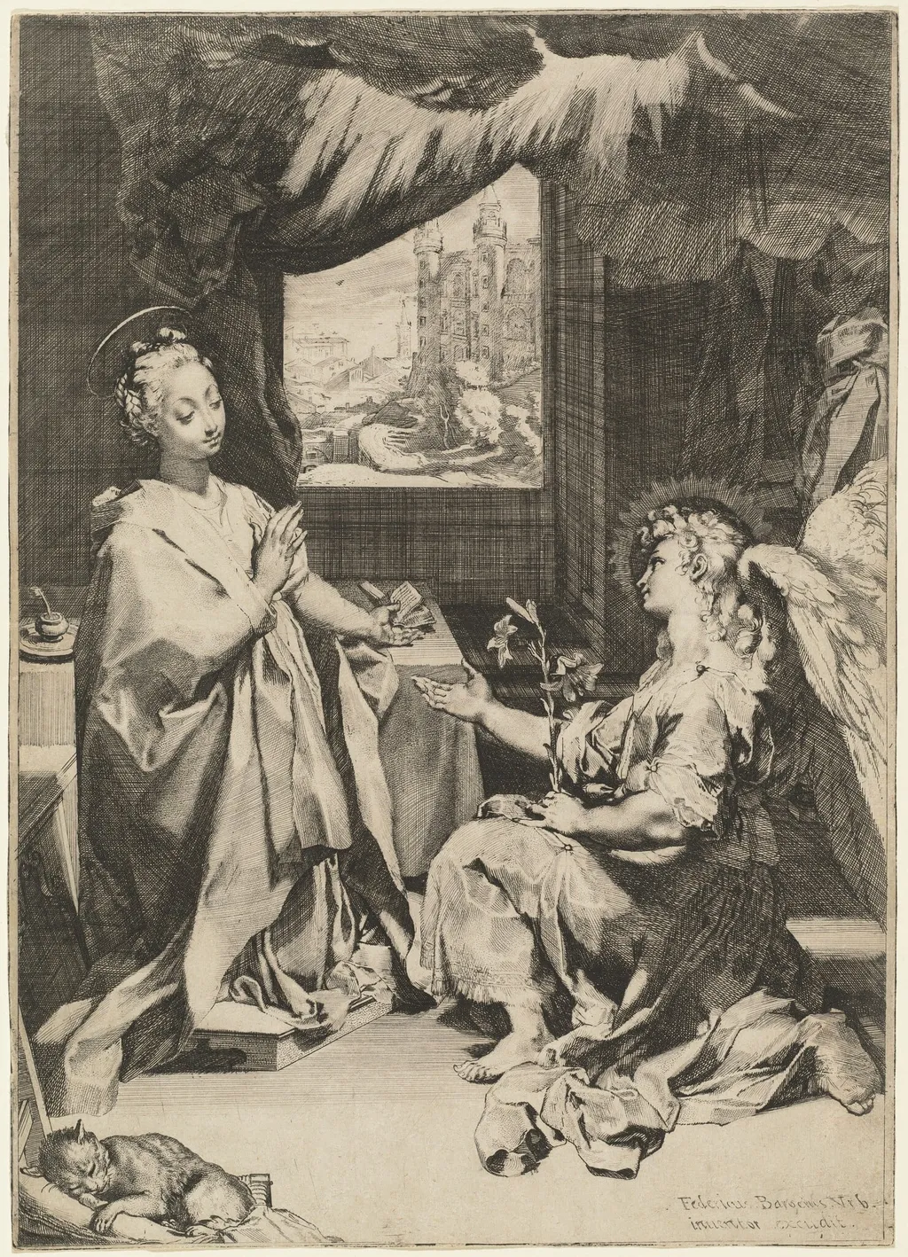 The Annunciation, by Federico Barocci, ink, 1574