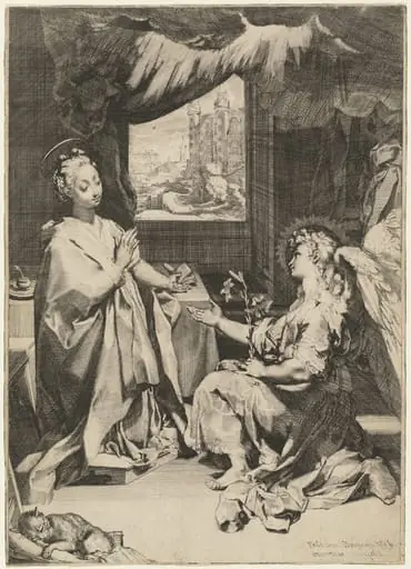 The Annunciation, by Federico Barocci, ink, 1574