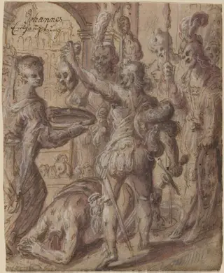 The Beheading of Saint John the Baptist, by Hans Stutte, ink, 1617