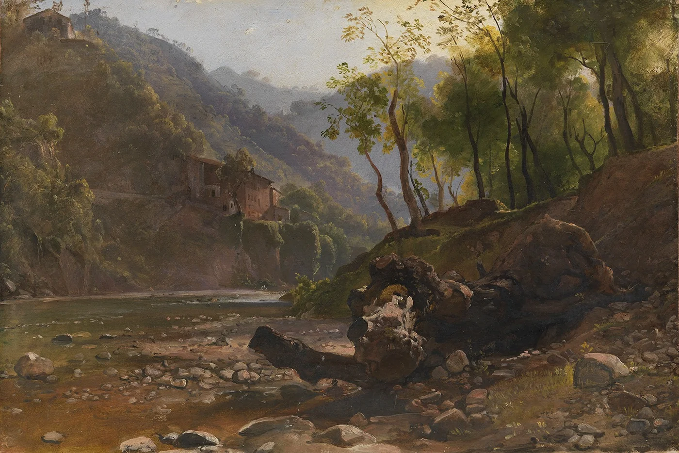 View of a Wooded River, detail