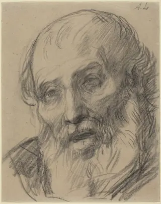 Head of an Old Man, by Alphonse Legros, chalk, 1874