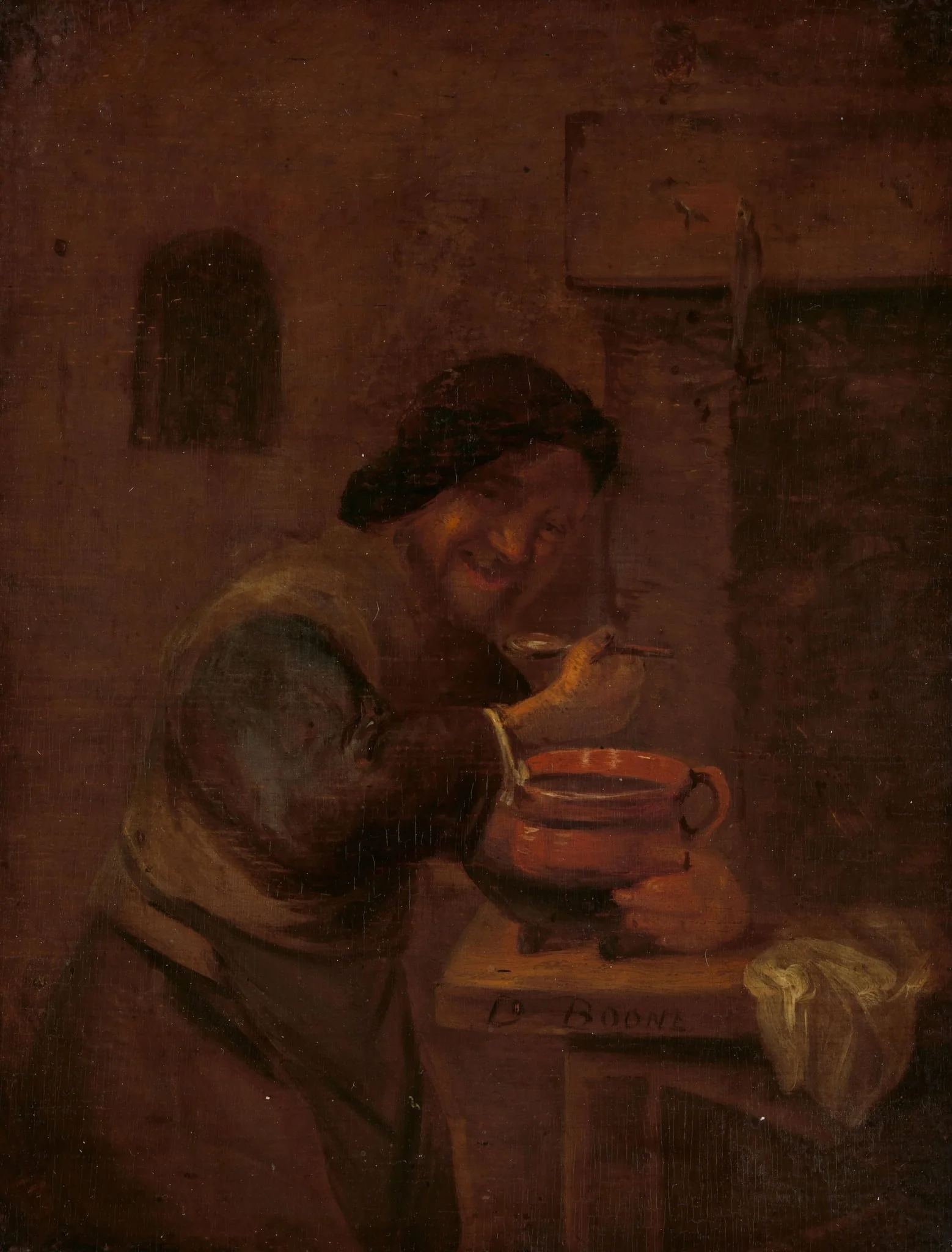 Man Eating from an Earthenware Pot, detail